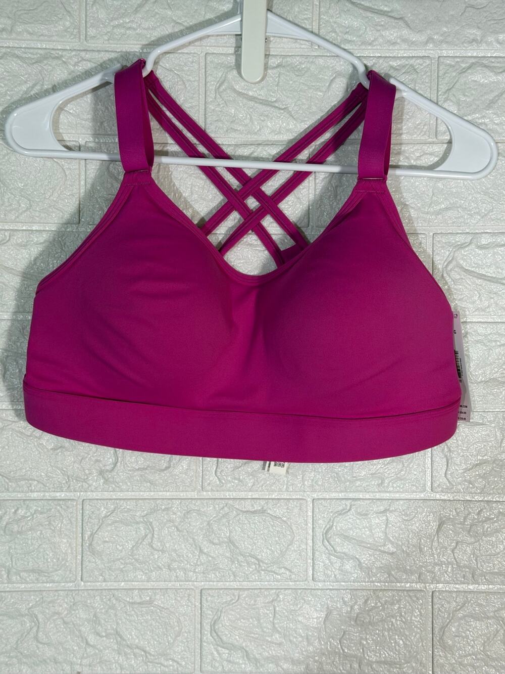 PINK Relay Women’s Large Hot Pink Strappy Medium-Support Sports Bra NWT